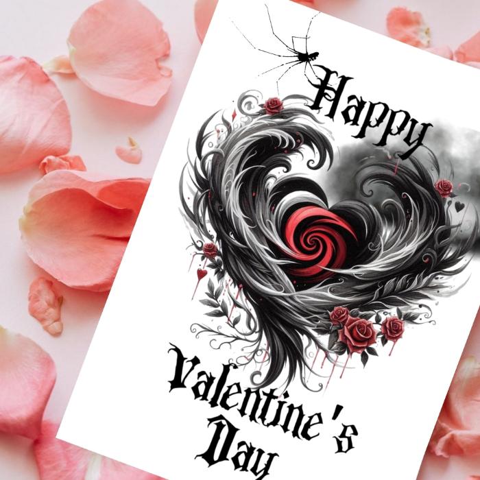 Gothic Heart Printable Valentine's Card