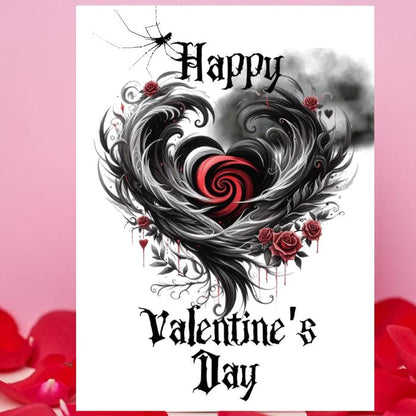 Gothic Heart Printable Valentine's Card