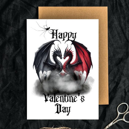 Printable Gothic Valentine's Card Dragon Love