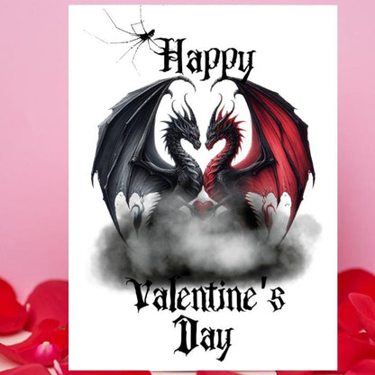 Printable Gothic Valentine's Card Dragon Love