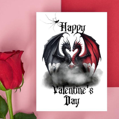 Printable Gothic Valentine's Card Dragon Love