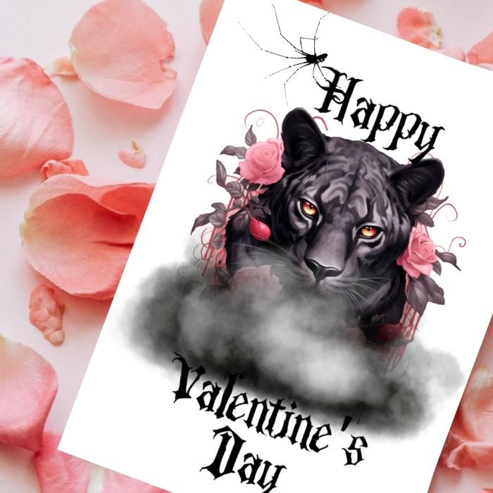 Black Panther Printable Gothic Valentine's Card