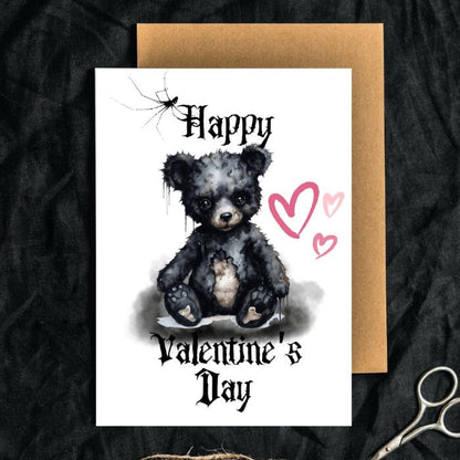 Gothic Bear Printable Valentine's Card