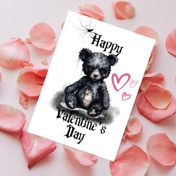 Gothic Bear Printable Valentine's Card