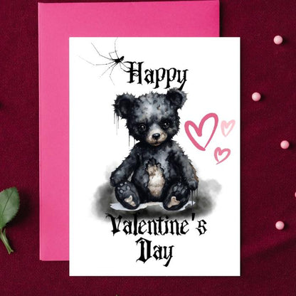 Gothic Bear Printable Valentine's Card