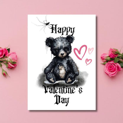 Gothic Bear Printable Valentine's Card