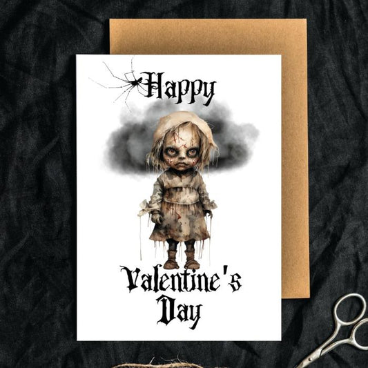 Horror Doll Printable Gothic Valentine's Card