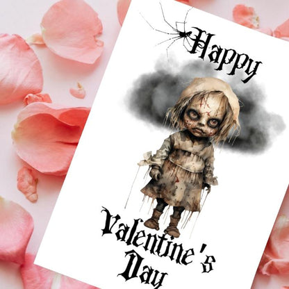 Horror Doll Printable Gothic Valentine's Card