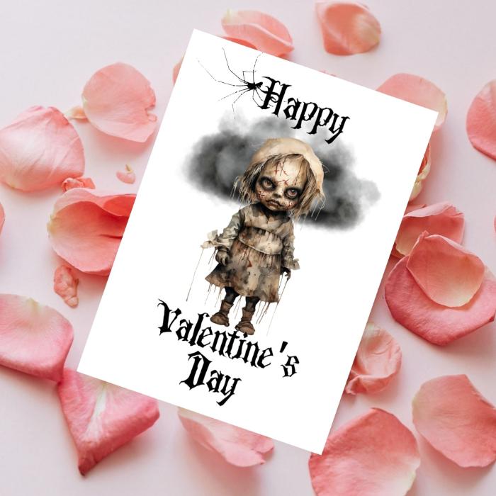 Horror Doll Printable Gothic Valentine's Card