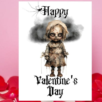 Horror Doll Printable Gothic Valentine's Card