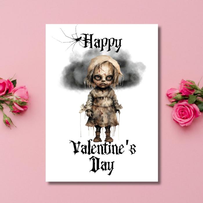 Horror Doll Printable Gothic Valentine's Card