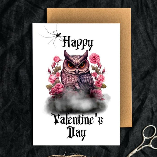 Gothic Owl Printable Valentine's Card