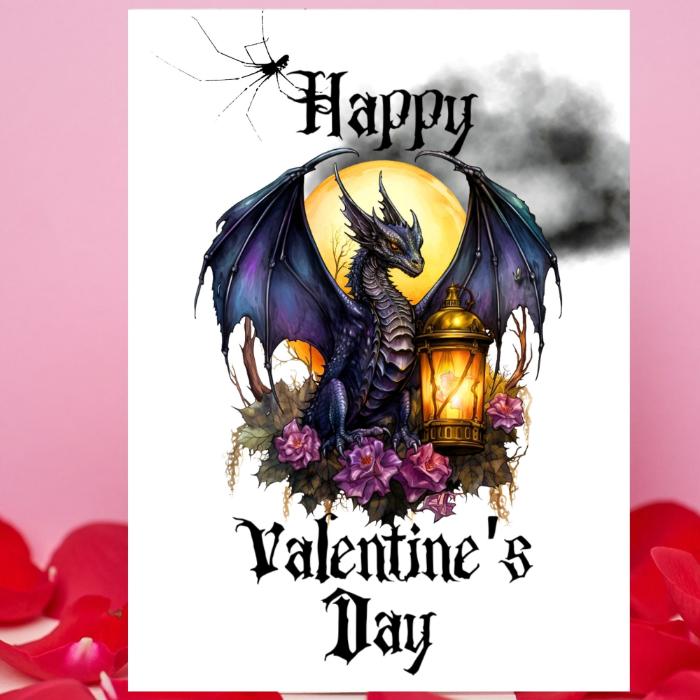 Printable Dragon Gothic Valentine's Card