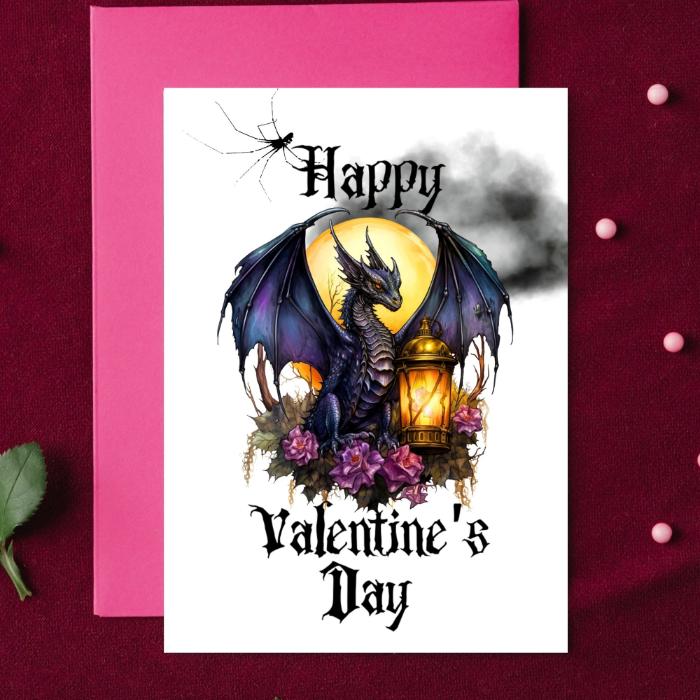 Printable Dragon Gothic Valentine's Card