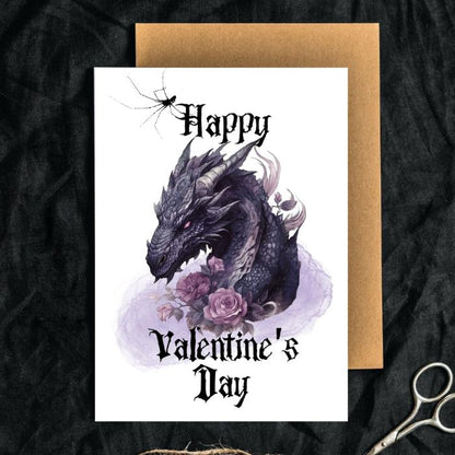 Gothic Printable Purple Dragon Valentine's Card