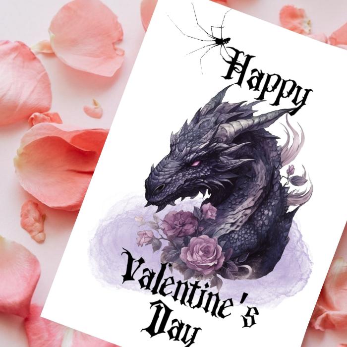 Gothic Printable Purple Dragon Valentine's Card