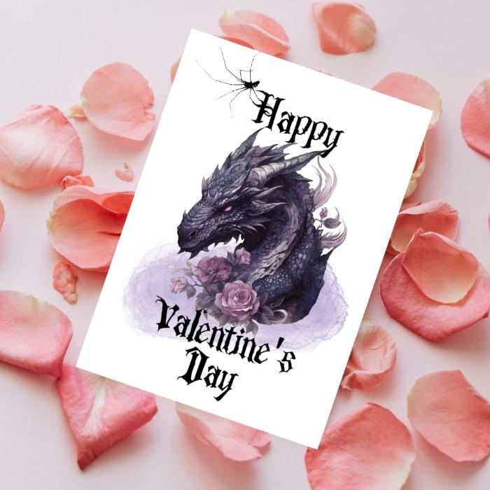 Gothic Printable Purple Dragon Valentine's Card