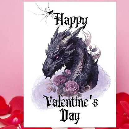 Gothic Printable Purple Dragon Valentine's Card