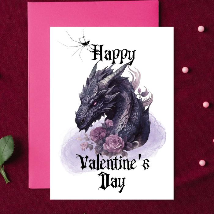 Gothic Printable Purple Dragon Valentine's Card