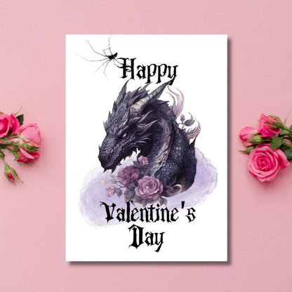 Gothic Printable Purple Dragon Valentine's Card