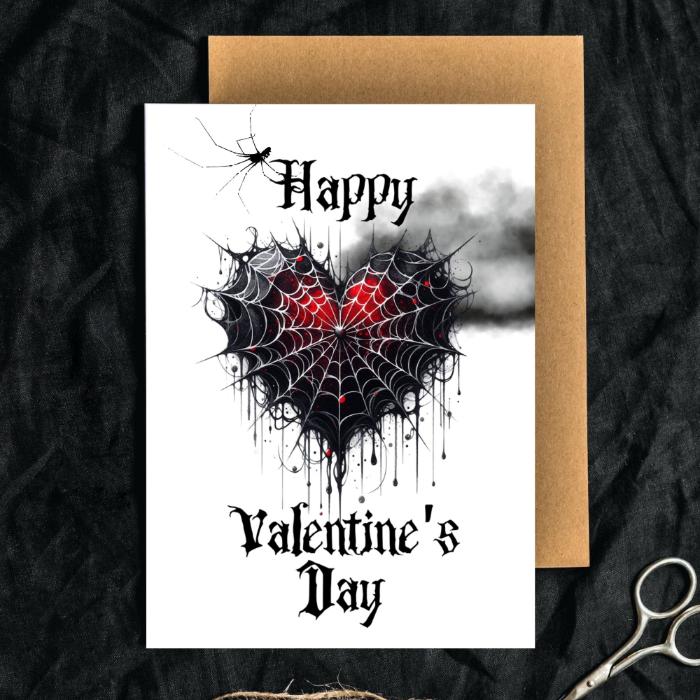 Gothic Spiderweb Printable Valentine's Card