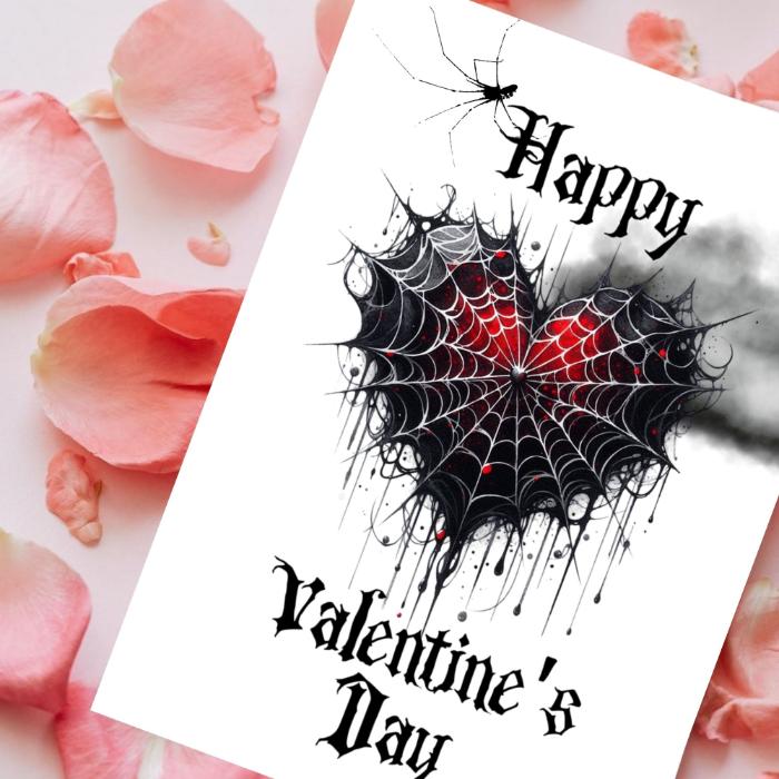 Gothic Spiderweb Printable Valentine's Card