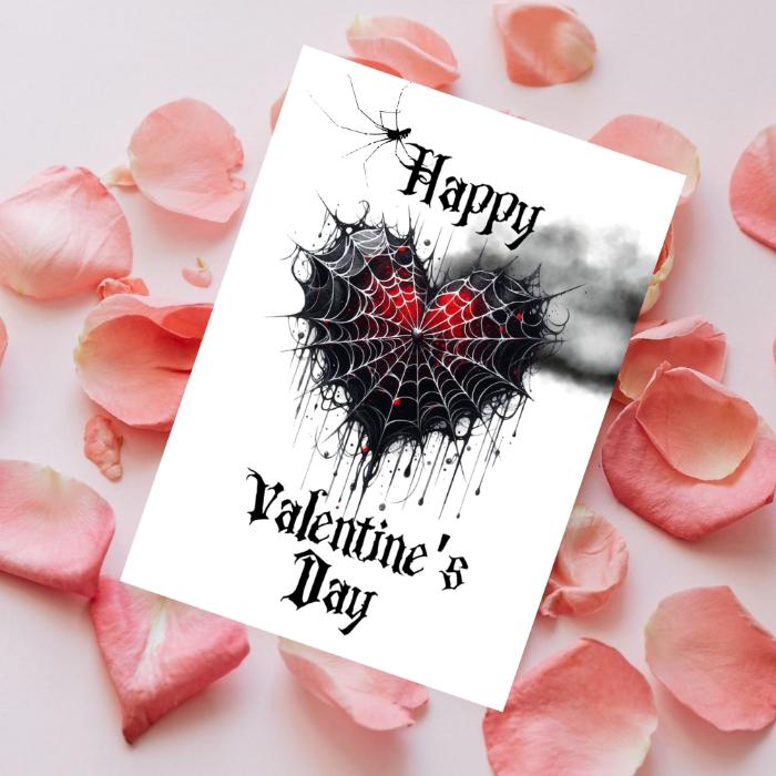 Gothic Spiderweb Printable Valentine's Card