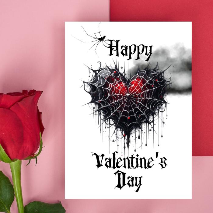 Gothic Spiderweb Printable Valentine's Card