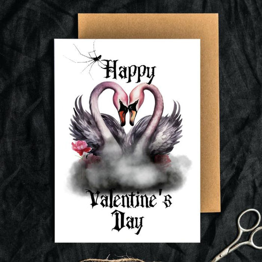 Gothic Printable Valentine's Card Swan Love