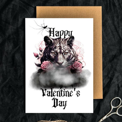 White Tiger Printable Gothic Valentine's Card