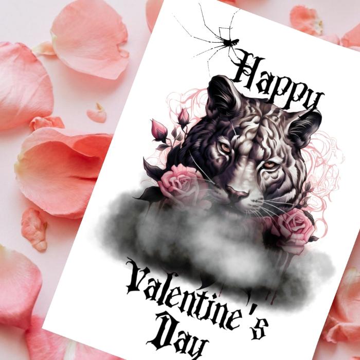 White Tiger Printable Gothic Valentine's Card