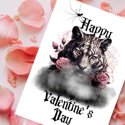 White Tiger Printable Gothic Valentine's Card