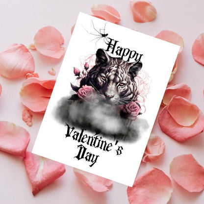 White Tiger Printable Gothic Valentine's Card