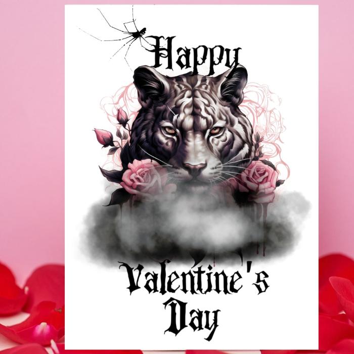 White Tiger Printable Gothic Valentine's Card