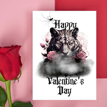 White Tiger Printable Gothic Valentine's Card