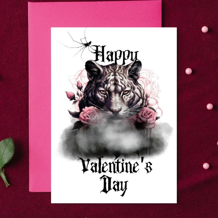 White Tiger Printable Gothic Valentine's Card