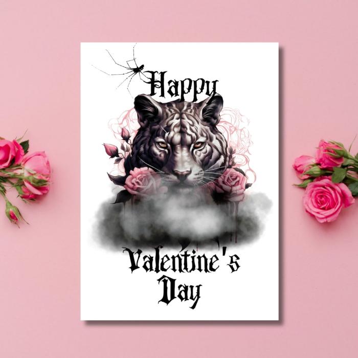 White Tiger Printable Gothic Valentine's Card