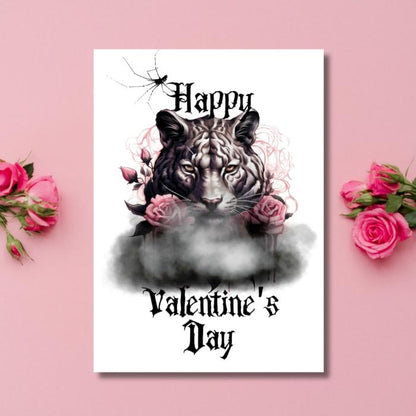 White Tiger Printable Gothic Valentine's Card