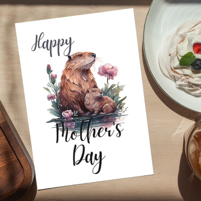 Printable Mother's Day Card Beaver