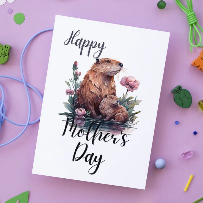 Printable Mother's Day Card Beaver