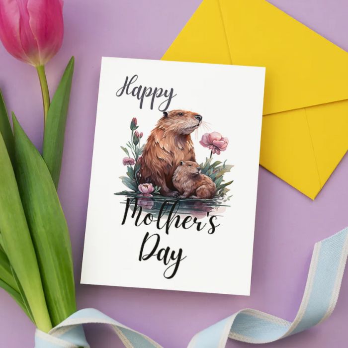 Printable Mother's Day Card Beaver