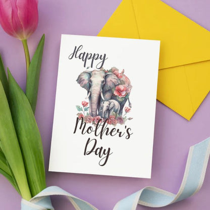 Printable Mother's Day Card Elephant