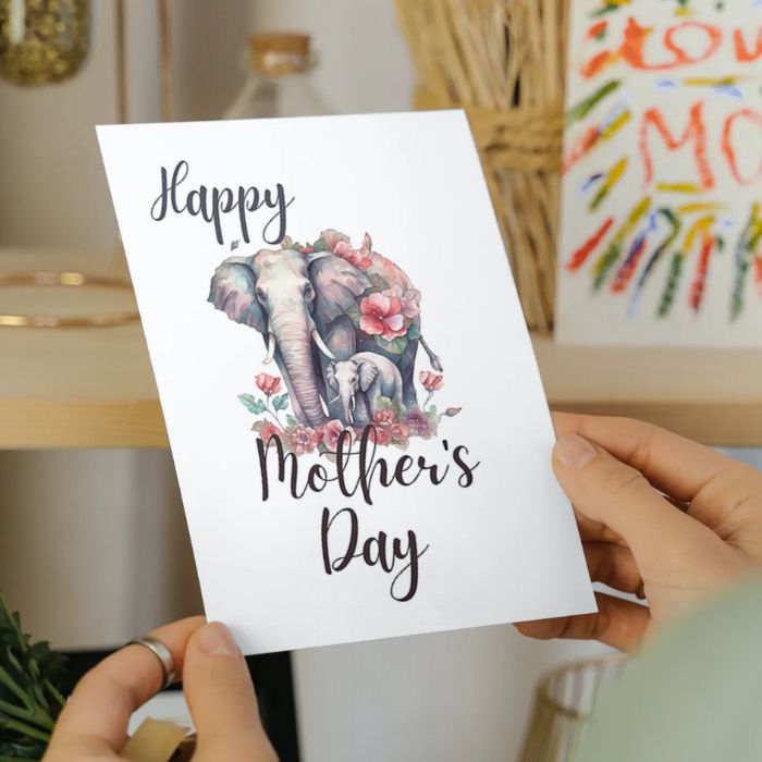 Printable Mother's Day Card Elephant