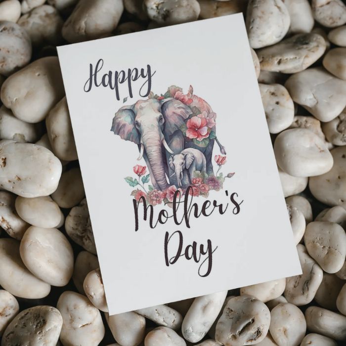 Printable Mother's Day Card Elephant