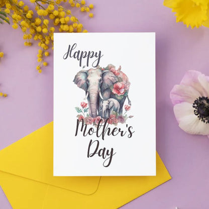 Printable Mother's Day Card Elephant