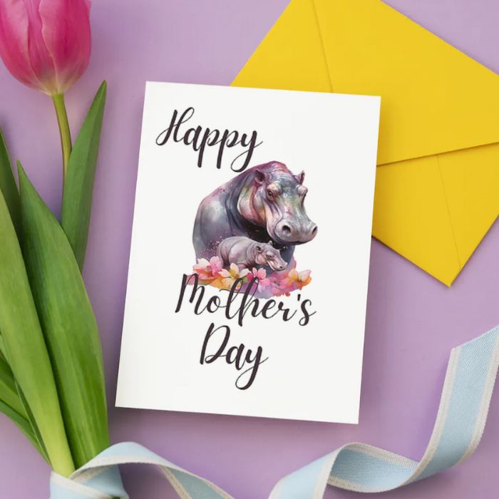 Printable Mother's Day Card Hippo