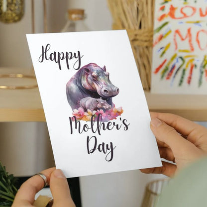 Printable Mother's Day Card Hippo