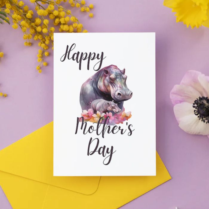 Printable Mother's Day Card Hippo