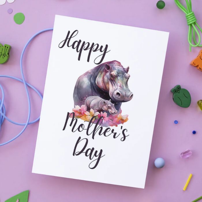 Printable Mother's Day Card Hippo