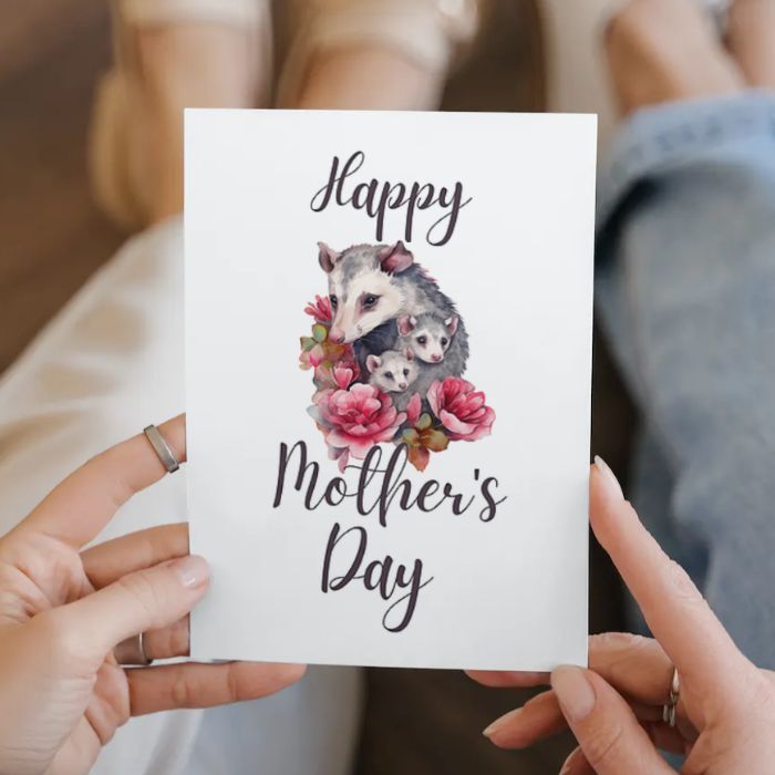 Printable Mother's Day Card Opossum